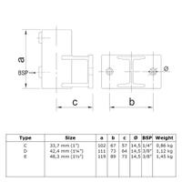 Buiskoppeling Boeiboordbevestiging horizontaal-D / 42,4 mm